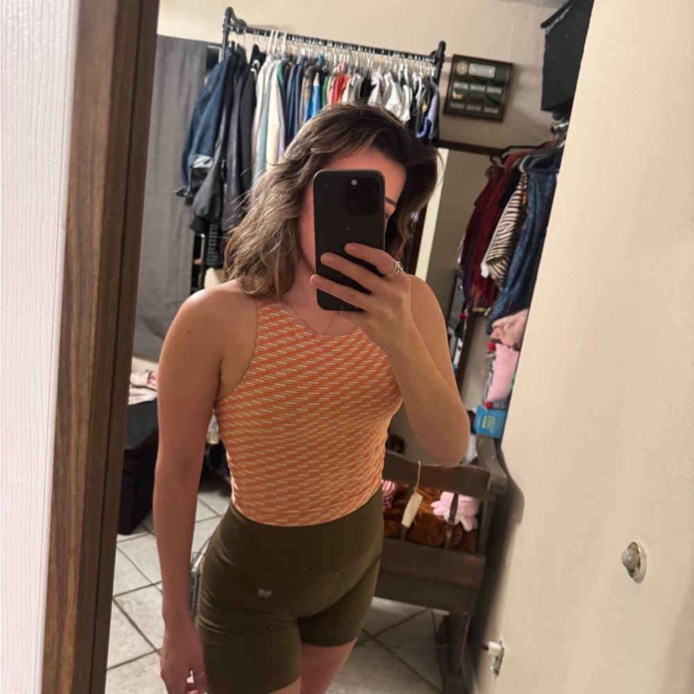 Nike Orange and White Women's Tank Top